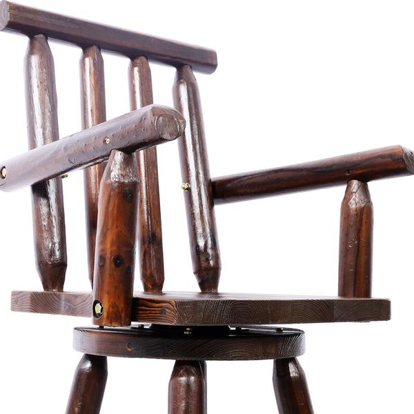 Ergonomic Rustic Fir Wood Stool With Armrest And Footrest For Home Use Bar 360 Swivel Pub  Wooden bazar