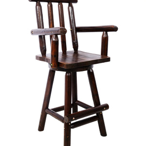 Ergonomic Rustic Fir Wood Stool With Armrest And Footrest For Home Use Bar 360 Swivel Pub  Wooden bazar