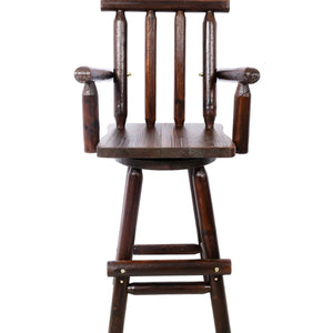 Ergonomic Rustic Fir Wood Stool With Armrest And Footrest For Home Use Bar 360 Swivel Pub  Wooden bazar