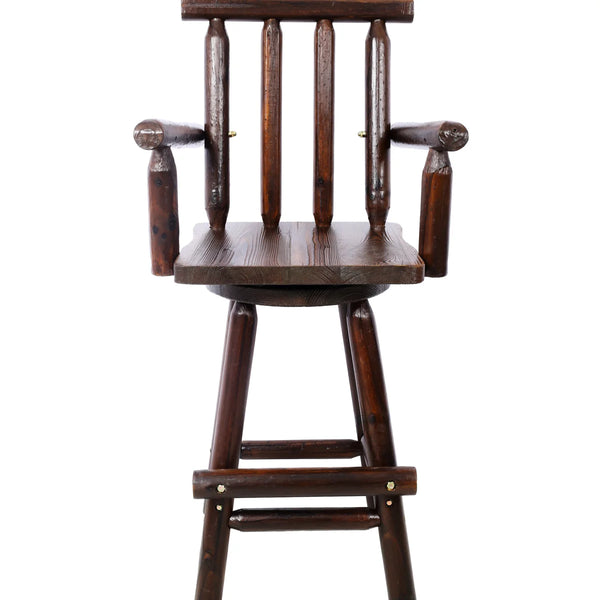 Ergonomic Rustic Fir Wood Stool With Armrest And Footrest For Home Use Bar 360 Swivel Pub  Wooden bazar