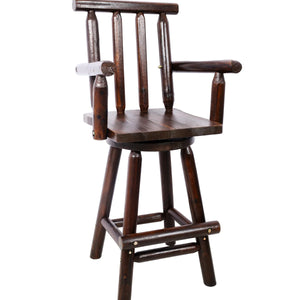 Ergonomic Rustic Fir Wood Stool With Armrest And Footrest For Home Use Bar 360 Swivel Pub  Wooden bazar