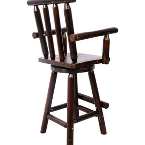 Ergonomic Rustic Fir Wood Stool With Armrest And Footrest For Home Use Bar 360 Swivel Pub  Wooden bazar