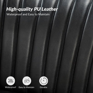 Modern Faux Leather Armless Loveseat with Channel Tufted Back  Wooden Bazar