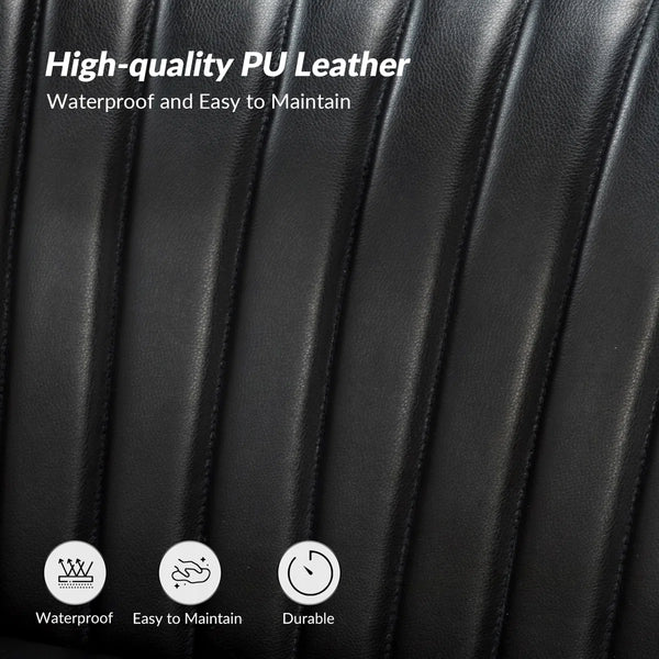 Modern Faux Leather Armless Loveseat with Channel Tufted Back  Wooden Bazar