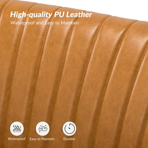 Modern Faux Leather Armless Loveseat with Channel Tufted Back  Wooden Bazar