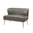 Modern Faux Leather Armless Loveseat with Channel Tufted Back  Wooden Bazar