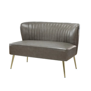 Modern Faux Leather Armless Loveseat with Channel Tufted Back  Wooden Bazar