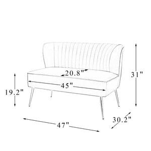 Modern Faux Leather Armless Loveseat with Channel Tufted Back  Wooden Bazar