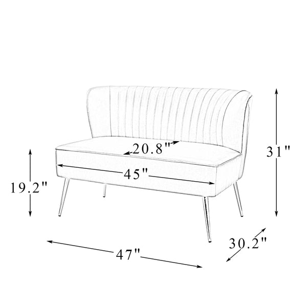 Modern Faux Leather Armless Loveseat with Channel Tufted Back  Wooden Bazar
