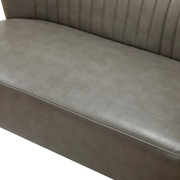 Modern Faux Leather Armless Loveseat with Channel Tufted Back  Wooden Bazar