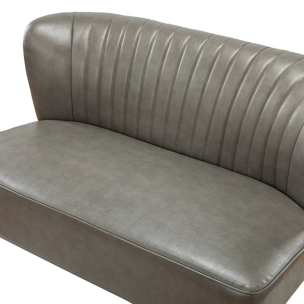 Modern Faux Leather Armless Loveseat with Channel Tufted Back  Wooden Bazar