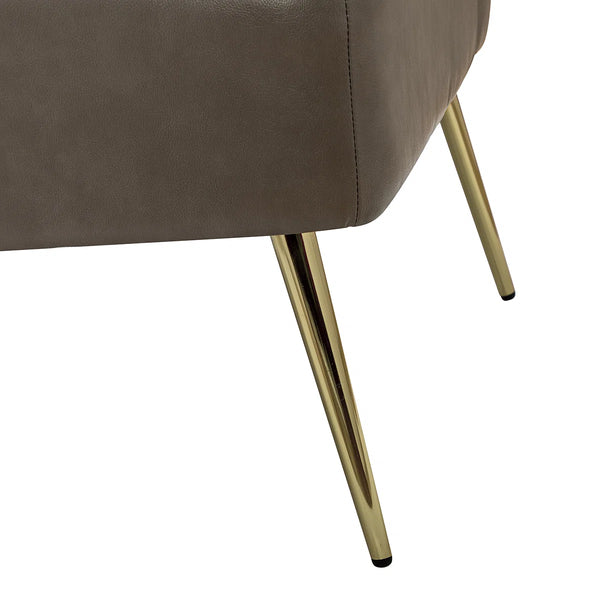 Modern Faux Leather Armless Loveseat with Channel Tufted Back  Wooden Bazar