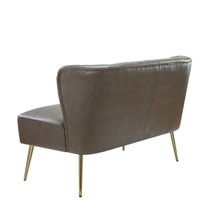 Modern Faux Leather Armless Loveseat with Channel Tufted Back  Wooden Bazar