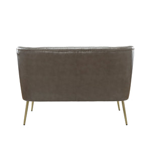 Modern Faux Leather Armless Loveseat with Channel Tufted Back  Wooden Bazar