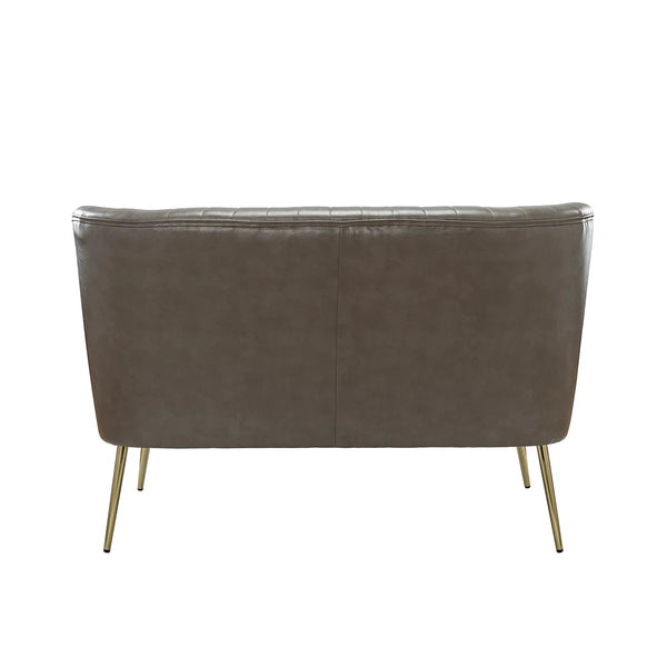 Modern Faux Leather Armless Loveseat with Channel Tufted Back  Wooden Bazar