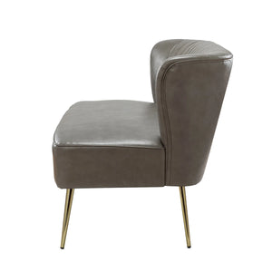 Modern Faux Leather Armless Loveseat with Channel Tufted Back  Wooden Bazar