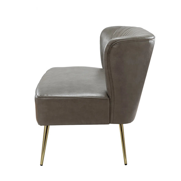 Modern Faux Leather Armless Loveseat with Channel Tufted Back  Wooden Bazar