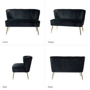Velvet 2-Seat Armless Loveseat  Wooden Bazar