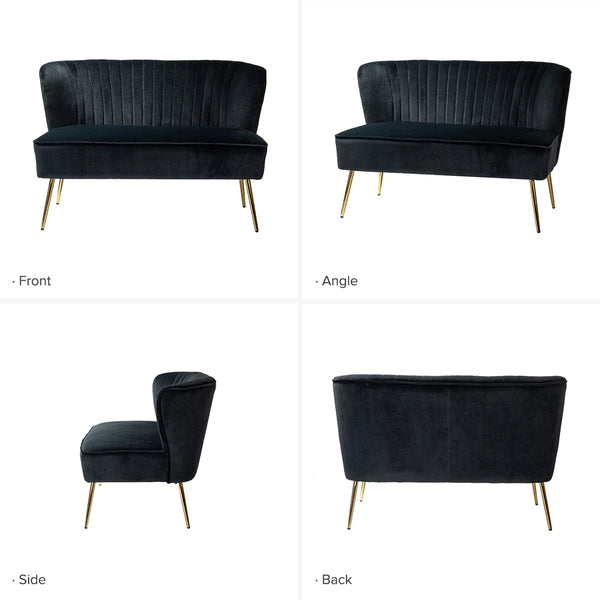 Velvet 2-Seat Armless Loveseat  Wooden Bazar