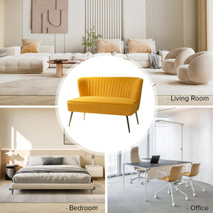 Velvet 2-Seat Armless Loveseat  Wooden Bazar