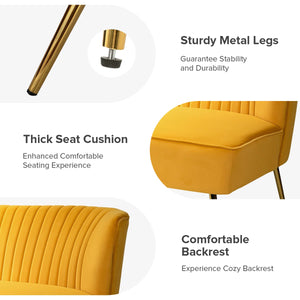 Velvet 2-Seat Armless Loveseat  Wooden Bazar