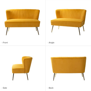 Velvet 2-Seat Armless Loveseat  Wooden Bazar