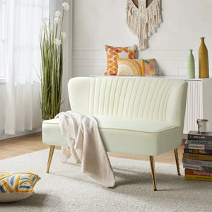 Velvet 2-Seat Armless Loveseat  Wooden Bazar