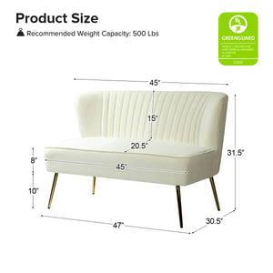 Velvet 2-Seat Armless Loveseat  Wooden Bazar