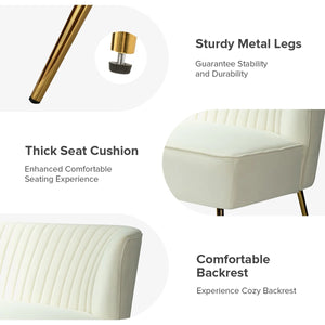 Velvet 2-Seat Armless Loveseat  Wooden Bazar