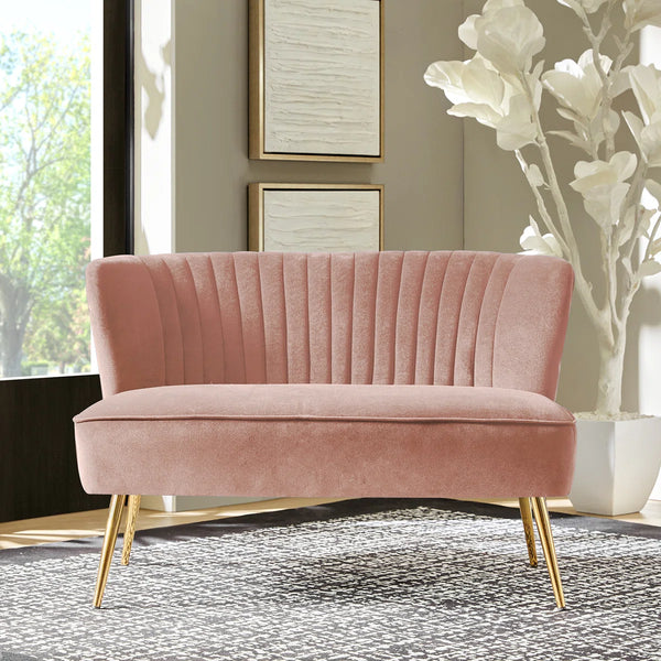 Velvet 2-Seat Armless Loveseat  Wooden Bazar