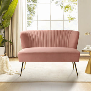 Velvet 2-Seat Armless Loveseat  Wooden Bazar