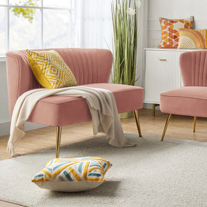 Velvet 2-Seat Armless Loveseat  Wooden Bazar