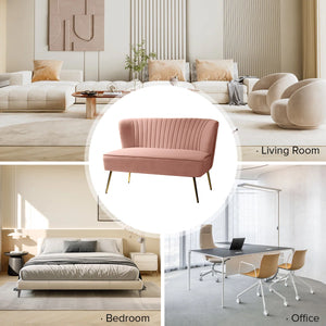 Velvet 2-Seat Armless Loveseat  Wooden Bazar