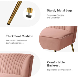 Velvet 2-Seat Armless Loveseat  Wooden Bazar