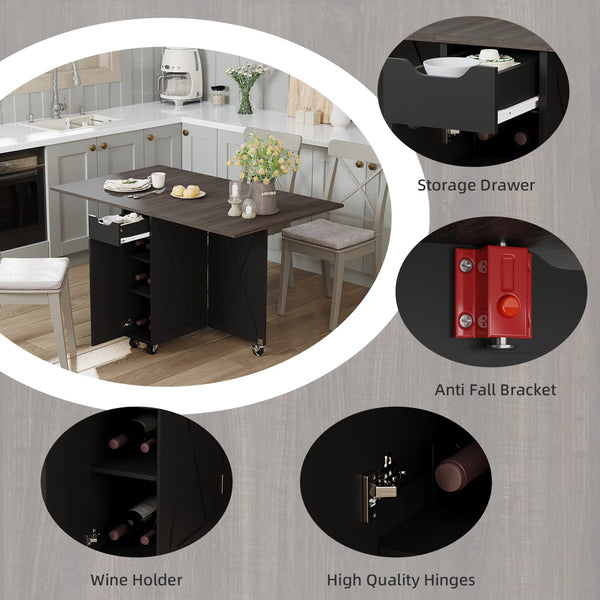 Liver Extendable Foldable Dining Table - Wooden Bazar