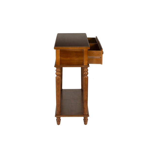 2-Drawer Console Table with Lower Display Shelf for Entryway & Living Room  Wooden Bazar