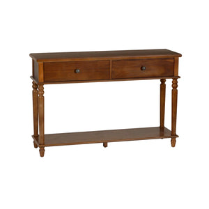 2-Drawer Console Table with Lower Display Shelf for Entryway & Living Room  Wooden Bazar