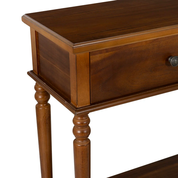 2-Drawer Console Table with Lower Display Shelf for Entryway & Living Room  Wooden Bazar