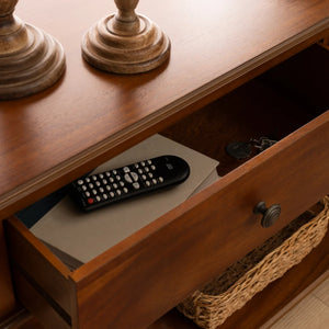 2-Drawer Console Table with Lower Display Shelf for Entryway & Living Room  Wooden Bazar