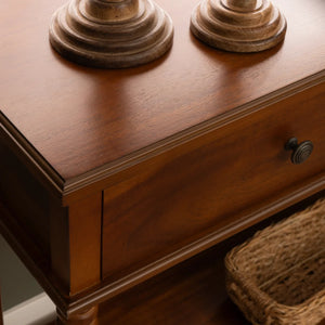 2-Drawer Console Table with Lower Display Shelf for Entryway & Living Room  Wooden Bazar