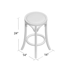 Fredericksburg Round Rattan-Seat Counter Stool with Solid Wood Frame  Wooden Bazar