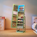 Freestanding 360° Swivel Jewelry Armoire with LED Lighted Full-Length Mirror  Wooden Bazar