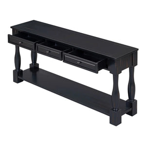 Long 3-Drawer Console Table in Espresso Finish for Entryway or Living Room  Wooden Bazar