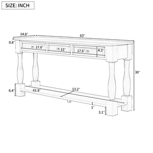Long 3-Drawer Console Table in Espresso Finish for Entryway or Living Room  Wooden Bazar