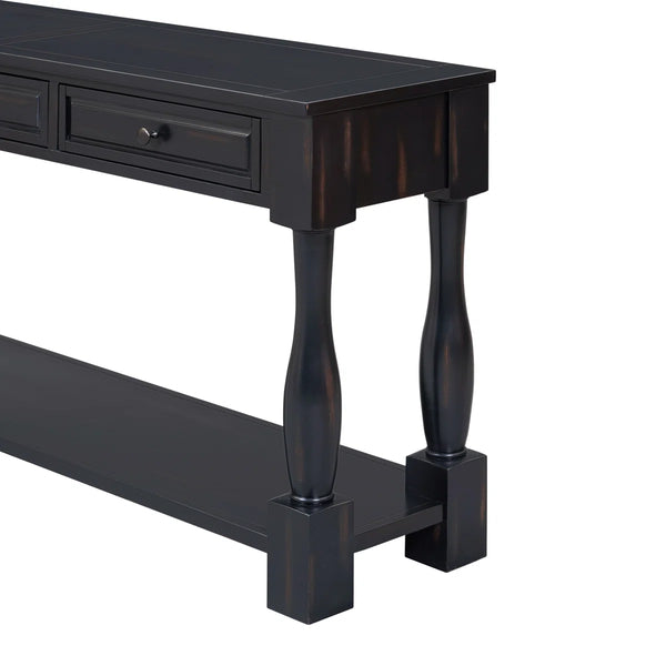 Long 3-Drawer Console Table in Espresso Finish for Entryway or Living Room  Wooden Bazar