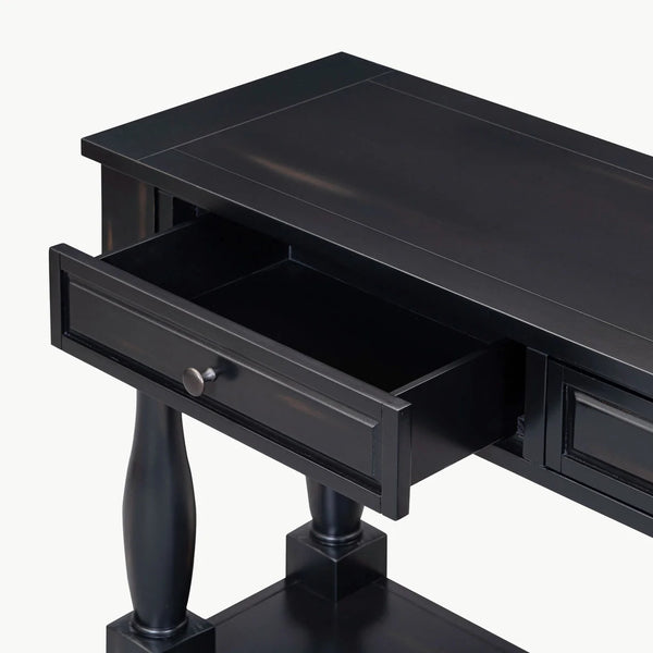 Long 3-Drawer Console Table in Espresso Finish for Entryway or Living Room  Wooden Bazar