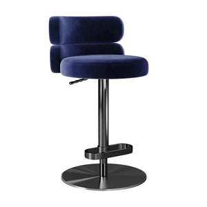 Giacamoz Adjustable Height Swivel Velvet Counter and Bar stool in Stainless Steel