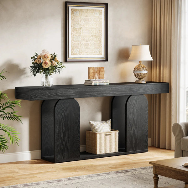 Long Farmhouse Console Table in Rustic Style  Wooden Bazar