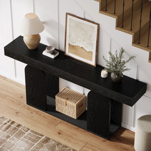 Long Farmhouse Console Table in Rustic Style  Wooden Bazar