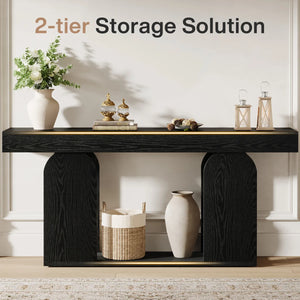 Long Farmhouse Console Table in Rustic Style  Wooden Bazar
